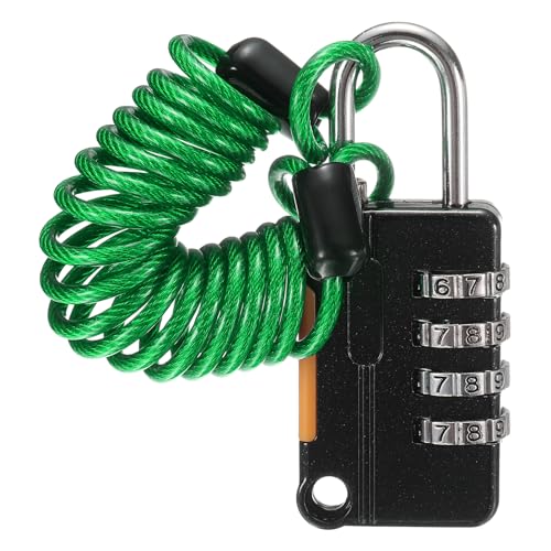 sourcing map Kombinationsschloss für Gepäck, 4-stelliges Zahlenschloss mit flexiblem grünem Kabel (90 cm), Reiseschloss für Fitnessstudio, Akten, Schrank, Koffer, Rucksack von sourcing map