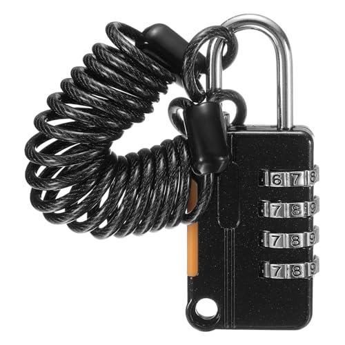 sourcing map Kombinationsschloss für Gepäck, 4-stelliges Zahlenschloss mit flexiblem schwarzem Kabel (90 cm), Reiseschloss für Fitnessstudio, Akten, Schrank, Koffer, Rucksack von sourcing map