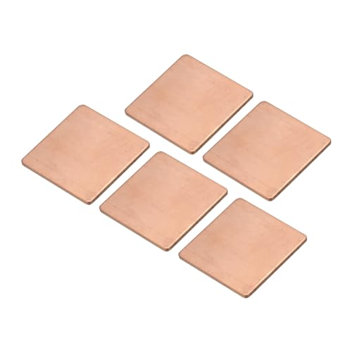 sourcing map Kühlkörper-Kupferblech-Unterlegscheibe, 1 mm dick, 20 x 20 mm Pads mit wärmeleitendem Klebeband für Desktop-Computer, GPU, CPU-Kühlpflaster, 5er-Set von sourcing map