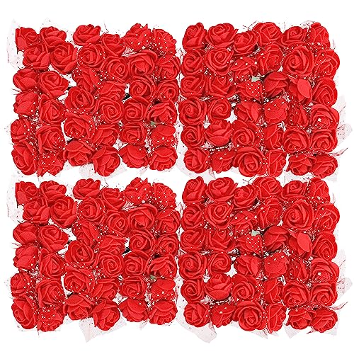 sourcing map Künstliche Rose Blume Köpfe Rot Mini Kunstblumen 0.8"-1" für Basteln Hochzeit und Party Dekoration Pack von 144 von sourcing map