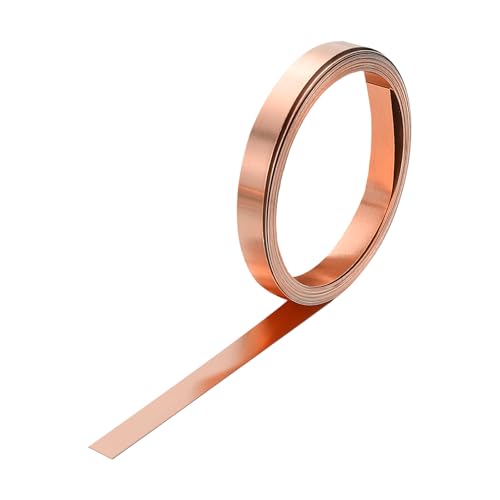 sourcing map Kupferblech-Rolle, 2500 mm x 5 mm x 0,2 mm, 38 Gauge, 99,9 % reines Kupfer, blinkende Metallfolienplatte für Elektrizität, DIY-Projekte (mehrere Größen) von sourcing map