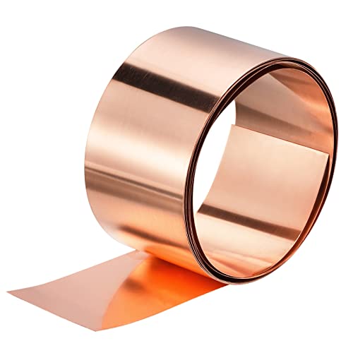 sourcing map Kupferblech-Rolle, 3500 mm x 100 mm x 0,4 mm, 99,9 % reines Kupfer, blinkende Metallfolienplatte für Elektrizitäts-DIY-Projekte (mehrere Größen) von sourcing map