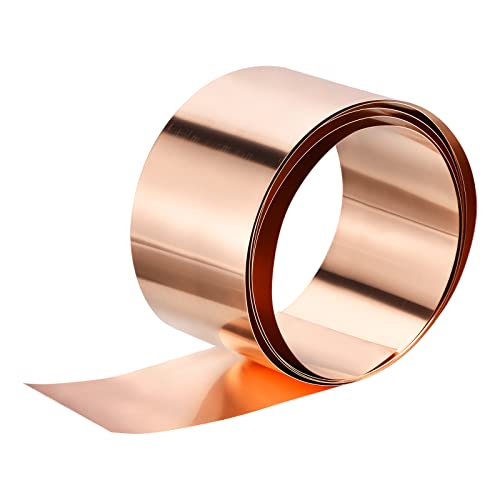 sourcing map Kupferblech-Rolle, 3500 mm x 150 mm x 0,3 mm, 99,9 % reines Kupferband, blinkende Metallfolienplatte für Elektrizitäts-DIY-Projekte (mehrere Größen) von sourcing map