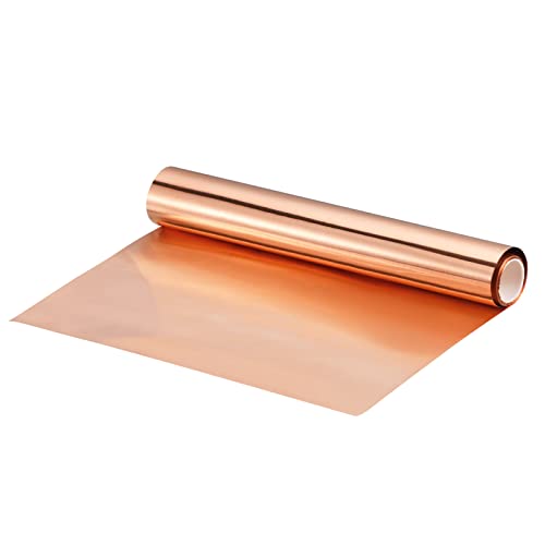 sourcing map Kupferblech-Rolle, 3500 mm x 200 mm x 0,03 mm, 99,9 % reines Kupferband, 20,3 cm x 3,5 m, 28 Gauge, blinkende Metallfolienplatte für Elektrizität, DIY-Projekte (mehrere Größen) von sourcing map