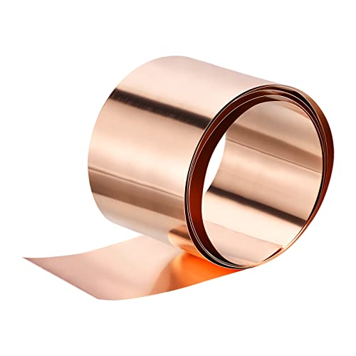sourcing map Kupferblech-Rolle, 3500 mm x 200 mm x 0,2 mm, 99,9 % reines Kupferband, blinkende Metallfolienplatte für Elektrizitäts-DIY-Projekte (mehrere Größen) von sourcing map