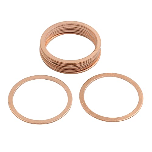 sourcing map Kupferdichtringe Sortiment Kfz Kupferringe 10 Stk.Kupfer Dichtringe Unterlegscheiben 32mm Inner Dmr.für Schrauben Verbindungselemente von sourcing map
