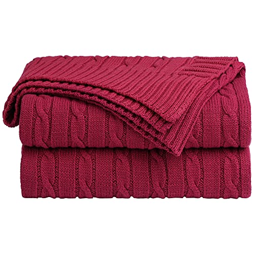 sourcing map Kuscheldecke Baumwolle Decken Strick Tagesdecke Weich & Warm für Schlafzimmer Sofa usw. Rot 180x200cm von sourcing map