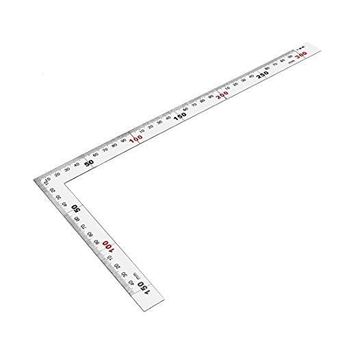 sourcing map L Quadrat Edelstahl 90 Grad Doppelseitiges Winkel Lineal Rechts Messlayout Werkzeug Tischler Ingenieur Silber 150x300mm von sourcing map