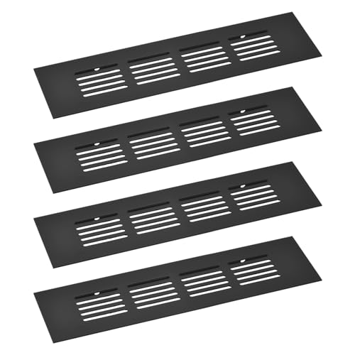 sourcing map Lüftungsgitter, rechteckig, Aluminiumlegierung, Netz, Lüftungsabdeckung für Schrank, Kleiderschrank, Schuhschrank, 200 x 50 mm, 4 Stück von sourcing map