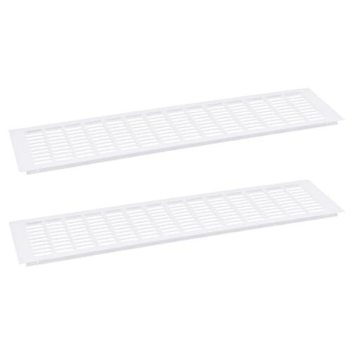 sourcing map Lüftungsschlitz-Abdeckung, 2 Stück, 700 x 150 mm – Netzgewebe aus Aluminiumlegierung, rechteckig, Lüftungsgitter für Schuhschrank, Kleiderschrank (weiß) von sourcing map