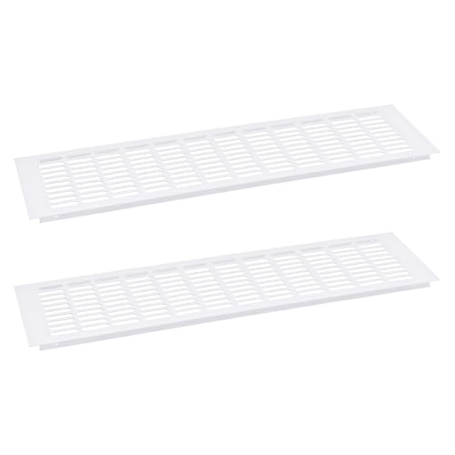 sourcing map Lüftungsschlitz-Abdeckung, 600 x 150 mm, Aluminiumlegierung, Netzgewebe, rechteckig, Lüftungsgitter für Schuhschrank, Kleiderschrank, Weiß, 2 Stück von sourcing map