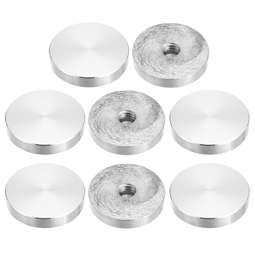 sourcing map M10 Gewinde 40mm Durchmesser Runde Form Aluminium Scheibe Hardware 8 Stück, Aluminium Kreis Scheibe Glasplatte Adapter für Glastisch von sourcing map