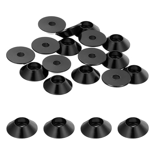 sourcing map M2 Kegel-Unterlegscheiben, eloxierte Aluminium-Dichtungen, Cup-Kopf-Unterlegscheibe, Dichtung für Schraube RC/FPV/PC/Drohne/mechanisches Zubehör, Modellteile, 20 Stück (schwarz) von sourcing map