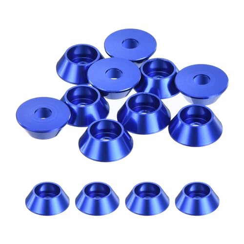 sourcing map M3 Kegel-Unterlegscheiben, eloxierte Aluminium-Dichtungen, Cup-Kopf-Unterlegscheibe Dichtung für Schrauben RC/FPV/PC/Drohne/mechanisches Zubehör, Modellteile, 10 Stück (dunkelblau) von sourcing map