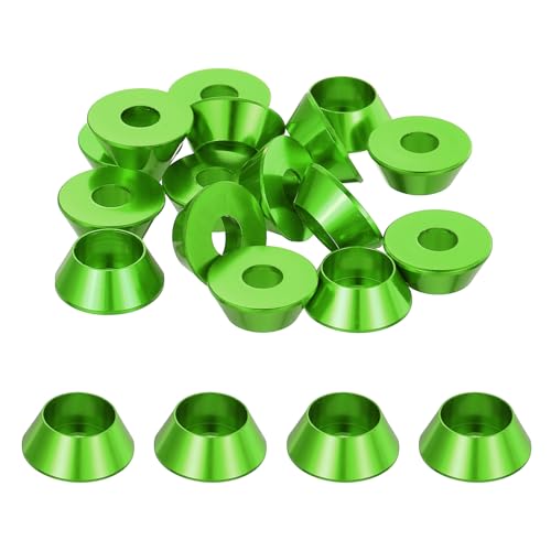sourcing map M5 Kegel-Unterlegscheiben, eloxierte Aluminium-Dichtungen, Cup-Kopf-Unterlegscheibendichtung für Schraube RC/FPV/PC/Drohne/mechanisches Zubehör, Modellteile, 20 Stück (grün) von sourcing map