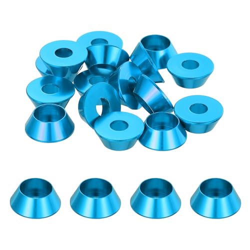 sourcing map M5 Kegel-Unterlegscheiben, eloxierte Aluminium-Dichtungen, Cup-Kopf-Unterlegscheibendichtung für Schraube RC/FPV/PC/Drohne/mechanisches Zubehör, Modellteile, 20 Stück (hellblau) von sourcing map