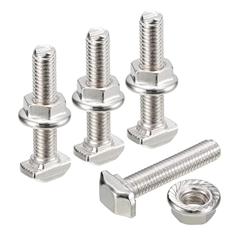 sourcing map M5x25mm T Schlitz Einsteckbolzen und M5 Sechseck Flansch Mutter Set 10 Set Hammer Kopf T-Bolzen T Form Bolzen Schiebend Schraube für 20 Serie Aluminum Profile sourcing map M5x25mm T Schlitz Einsteckbolzen und M5 Sechseck Flansch Mutter Set 10 Set Hammer Kopf T-Bolzen T Form Bolzen Schiebend Schraube für 20 Serie Aluminum Profile von sourcing map