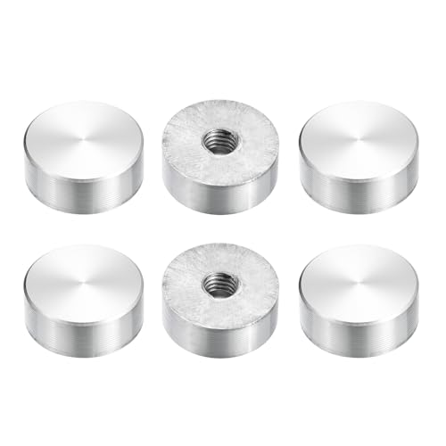 sourcing map M6 Gewinde 20mm Durchmesser Runde Aluminiumscheibe Hardware 6 Stück, Aluminiumkreisscheibe Glasadapter für Glastisch von sourcing map