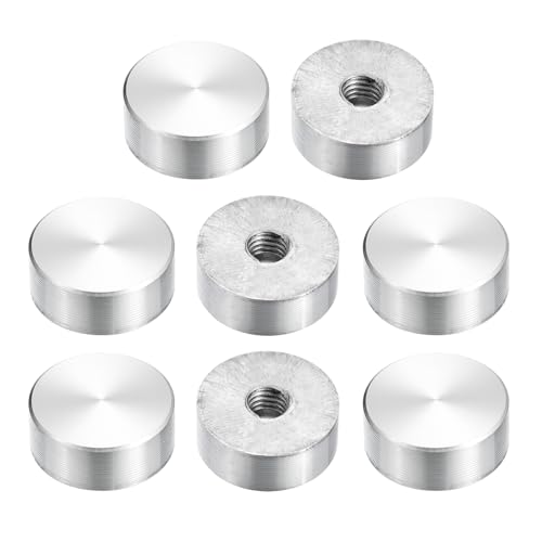 sourcing map M6 Gewinde 20mm Durchmesser Runde Form Aluminium Scheibe Hardware 8 Stück, Aluminium Kreis Scheibe Glasplatte Adapter für Glastisch von sourcing map