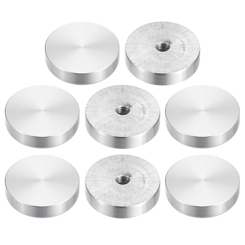 sourcing map M6 Gewinde 30mm Durchmesser Runde Form Aluminium Scheibe Hardware 8 Stück, Aluminium Kreis Scheibe Glasplatte Adapter für Glastisch von sourcing map