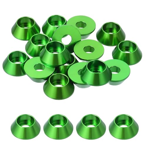 sourcing map M6 Kegel-Unterlegscheiben, eloxierte Aluminium-Dichtungen, Cup-Kopf-Unterlegscheibendichtung für Schraube RC/FPV/PC/Drohne/mechanisches Zubehör, Modellteile, 20 Stück (grün) von sourcing map