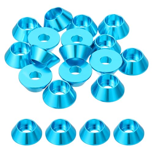 sourcing map M6 Kegel-Unterlegscheiben, eloxierte Aluminium-Dichtungen, Cup-Kopf-Unterlegscheibendichtung für Schraube RC/FPV/PC/Drohne/mechanisches Zubehör, Modellteile, 30 Stück (hellblau) von sourcing map