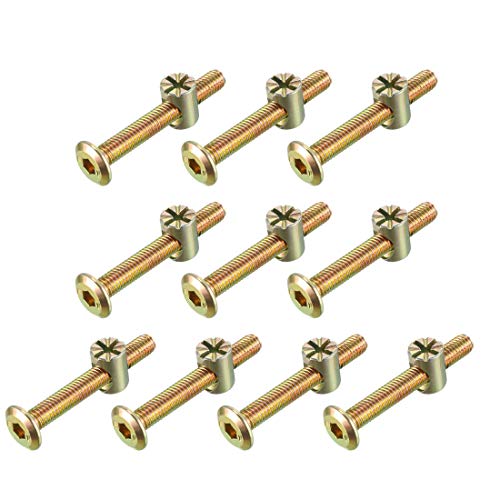 sourcing map M6 x 45 mm Möbelschrauben-Set, Innensechskant-Schraube mit Zylindermuttern für Betten, Kopfteile, Stühle, 10 Sets von sourcing map