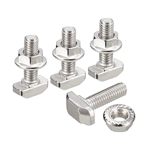 sourcing map M6x20mm T Schlitz Einsteckbolzen und M6 Sechseck Flansch Mutter Set 10 Set Hammer Kopf T-Bolzen T Form Bolzen Schiebend Schraube für 30 Serie Aluminum Profile sourcing map M6x20mm T Schlitz Einsteckbolzen und M6 Sechseck Flansch Mutter Set 10 Set Hammer Kopf T-Bolzen T Form Bolzen Schiebend Schraube für 30 Serie Aluminum Profile von sourcing map