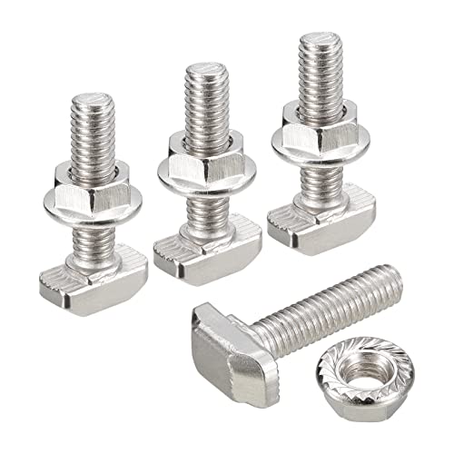 sourcing map M6x25mm T Schlitz Einsteckbolzen und M6 Sechseck Flansch Mutter Set 10 Set Hammer Kopf T-Bolzen T Form Bolzen Schiebend Schraube für 30 Serie Aluminum Profile sourcing map M6x25mm T Schlitz Einsteckbolzen und M6 Sechseck Flansch Mutter Set 10 Set Hammer Kopf T-Bolzen T Form Bolzen Schiebend Schraube für 30 Serie Aluminum Profile von sourcing map