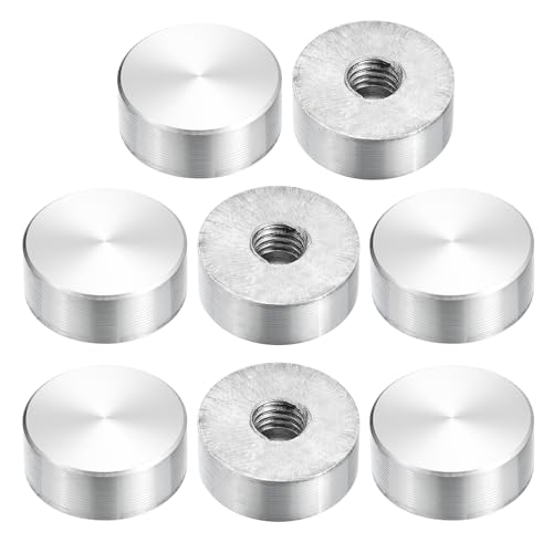 sourcing map M8 Gewinde 20mm Durchmesser Runde Form Aluminium Scheibe Hardware 8 Stück, Aluminium Kreis Scheibe Glasplatte Adapter für Glastisch von sourcing map