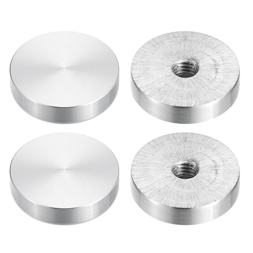 sourcing map M8 Gewinde 30mm Durchmesser Runde Aluminiumscheibe Hardware 4 Stück, Aluminiumkreisscheibe Glasadapter für Glastisch von sourcing map