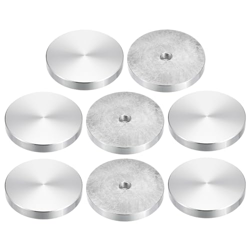 sourcing map M8 Gewinde 50mm Durchmesser Runde Form Aluminium Scheibe Hardware 8 Stück, Aluminium Kreis Scheibe Glasplatte Adapter für Glastisch von sourcing map