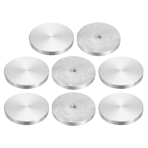 sourcing map M8 Gewinde 60mm Durchmesser Runde Form Aluminium Scheibe Hardware 8 Stück, Aluminium Kreis Scheibe Glasplatte Adapter für Glastisch von sourcing map