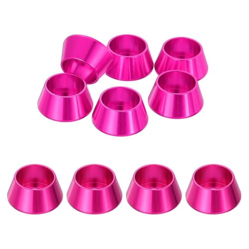 sourcing map M8 Kegel-Unterlegscheiben, eloxierte Aluminium-Dichtungen, Cup-Kopf-Unterlegscheibendichtung für Schraube RC/FPV/PC/Drohne/mechanisches Zubehör, Modellteile, 10 Stück (Rosarot) von sourcing map