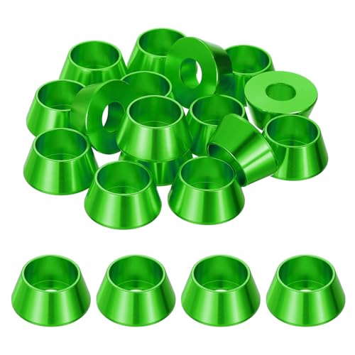 sourcing map M8 Kegel-Unterlegscheiben, eloxierte Aluminium-Dichtungen, Cup-Kopf-Unterlegscheibendichtung für Schraube RC/FPV/PC/Drohne/mechanisches Zubehör, Modellteile, 20 Stück (grün) von sourcing map