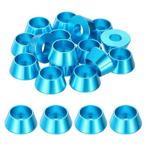 sourcing map M8 Kegel-Unterlegscheiben, eloxierte Aluminium-Dichtungen, Cup-Kopf-Unterlegscheibendichtung für Schraube RC/FPV/PC/Drohne/mechanisches Zubehör, Modellteile, 20 Stück (hellblau) von sourcing map