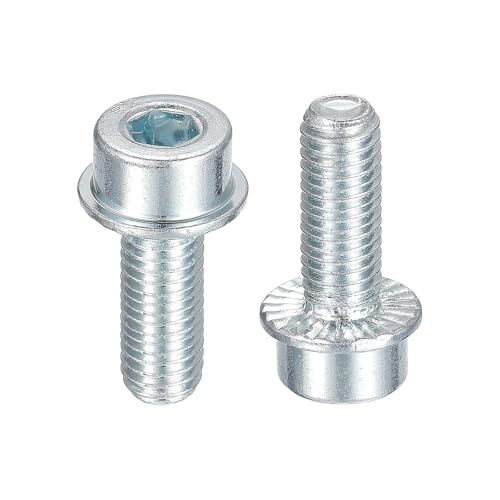 sourcing map M8x20mm 10Stk Geflanscht Steckdose Kopf Kappe Schrauben 8.8 Grade Karbonstahl Sechskant Steckdose Kopf Gezackt Flansch Bolzen Machine Schrauben von sourcing map