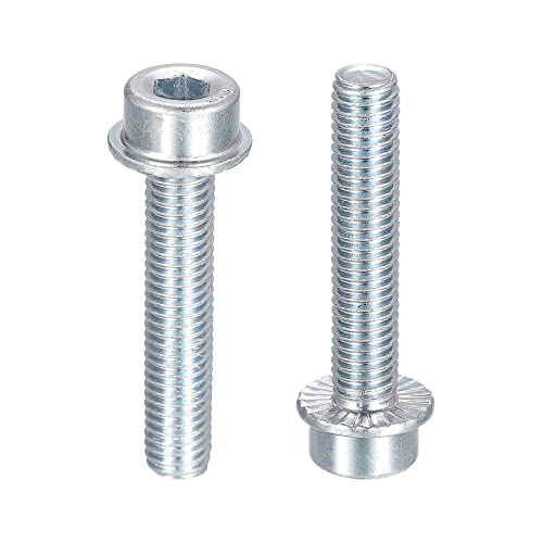 sourcing map M8x40mm 50Stk Geflanscht Steckdose Kopf Kappe Schrauben 8.8 Grade Karbonstahl Sechskant Steckdose Kopf Gezackt Flansch Bolzen Machine Schrauben von sourcing map