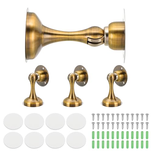 sourcing map Magnetische Türstopper, Edelstahl-Türstopper, Wandmontage, Türhalter halten Türen offen für Zuhause, Büro, Schrank (Goldene Bronze, 4 Stück) von sourcing map