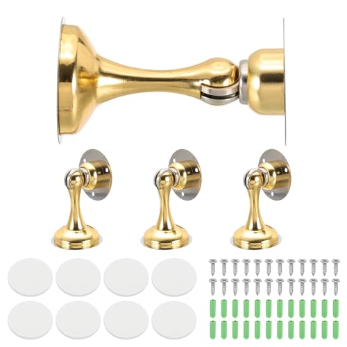 sourcing map Magnetische Türstopper, Edelstahl-Türstopper, Wandmontage, Türhalter halten Türen offen für Zuhause, Büro, Schrank (goldfarben, 4 Stück) von sourcing map