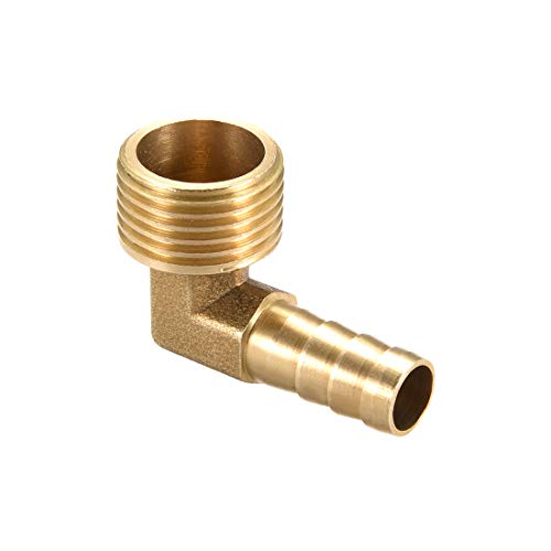 sourcing map Messing Barb Rohr 90 Grad Ellbogen 10 mm Stacheldraht auf 1/2" G Rohradapteranschluss von sourcing map