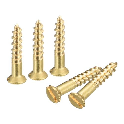 sourcing map Messing Holzschrauben, 60 Stück M2 x 12mm Schlitzantrieb Senkkopf Selbstschneidende Schrauben für Holzarbeiten Möbel von sourcing map