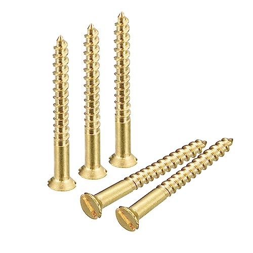 sourcing map Messing Holzschrauben, 60 Stück M2 x 20mm Schlitzantrieb Senkkopf Selbstschneidende Schrauben für Holzarbeiten Möbel von sourcing map