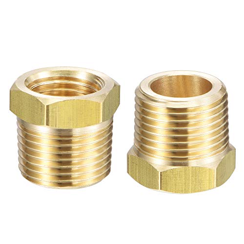 sourcing map Messing Rohrverschraubung Reduzierstück Adapter 3/8 Zoll BSPT Außengewinde x 1/4 Zoll NPT Innengewinde für Wasser Öl Luftdruck Manometer Temperatursensor 2 Stück von sourcing map