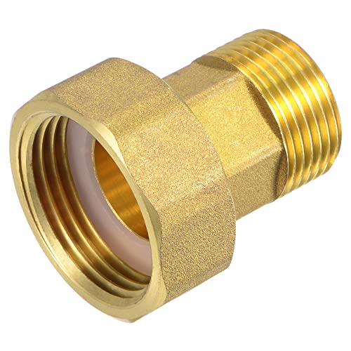 sourcing map Messing Rohrverschraubung Wasserzähler Kupplung G1 Innengewinde x G3/4 Außengewinde Sechskant Anschlussadapter 41,5mm Länge von sourcing map