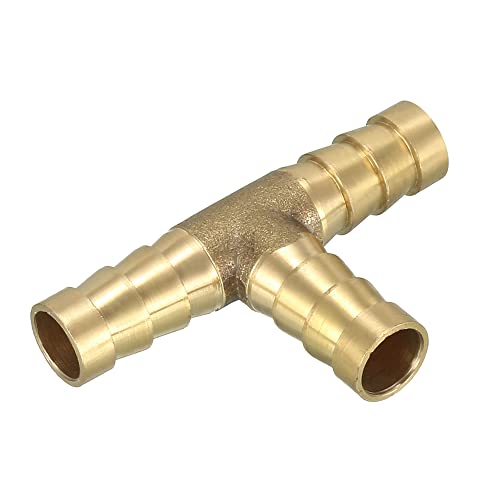 sourcing map Schlauchverbinder T Stück 3 Wege Messing Verbindungsstück 10mm Schlauchtülle 46 x 30 mm von sourcing map