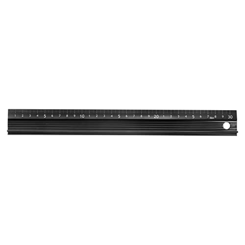 sourcing map Metall Lineal 30cm Metrisch Lineal Messung Aluminium Legierung Rutschfest Schützende Lineal Gerade Schneiden Lineal Messen Werkzeug mit Hängeloch für Schneiden Messen Schwarz von sourcing map