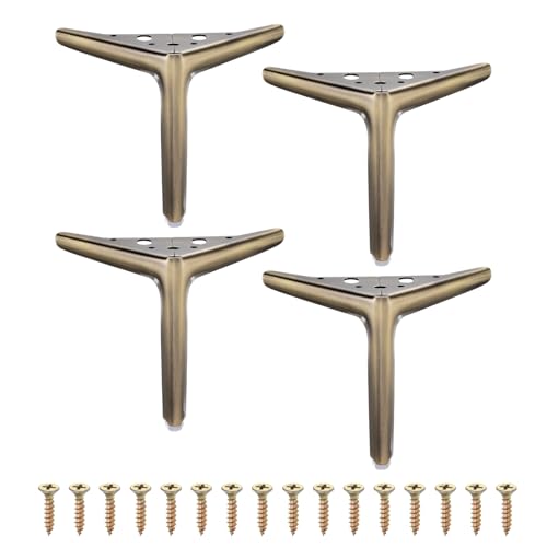 sourcing map Metall-Möbelbeine, 15,2 cm, dreieckig, strapazierfähig, Ersatzbeine für Kommode, Bett, Tisch, Schrank, Sofa, Stuhl (Bronze), 4 Stück von sourcing map