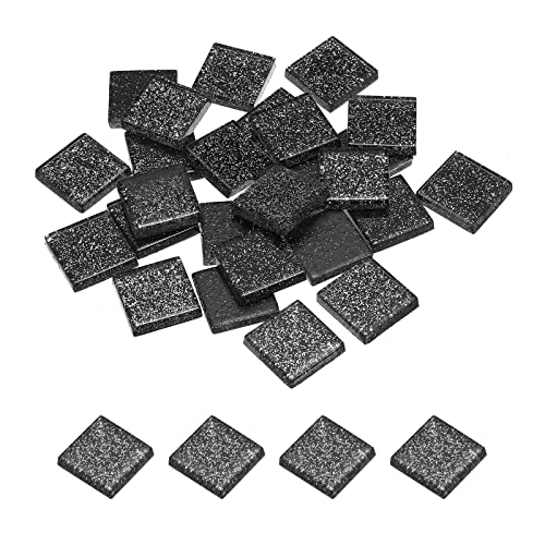 sourcing map Mosaik Fliesen Glas Fliesen Glanz Kristall Glas Stücke Masse Quadrat Glitzer Kristall 2 x 2cm für Haus Dekoration Basteln Handwerk Pack von 25(100g Hell Schwarz) von sourcing map