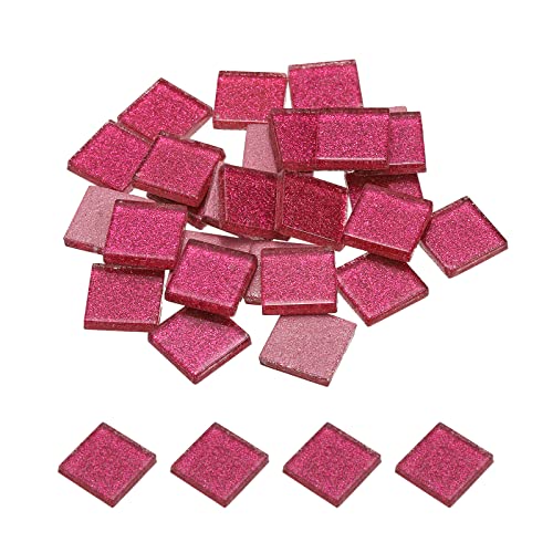 sourcing map Mosaik Fliesen Glas Fliesen Glanz Kristall Glas Stücke Masse Quadrat Glitzer Kristall 2 x 2cm für Haus Dekoration Basteln Handwerk Pack von 25(100g Pflaume Rot) von sourcing map